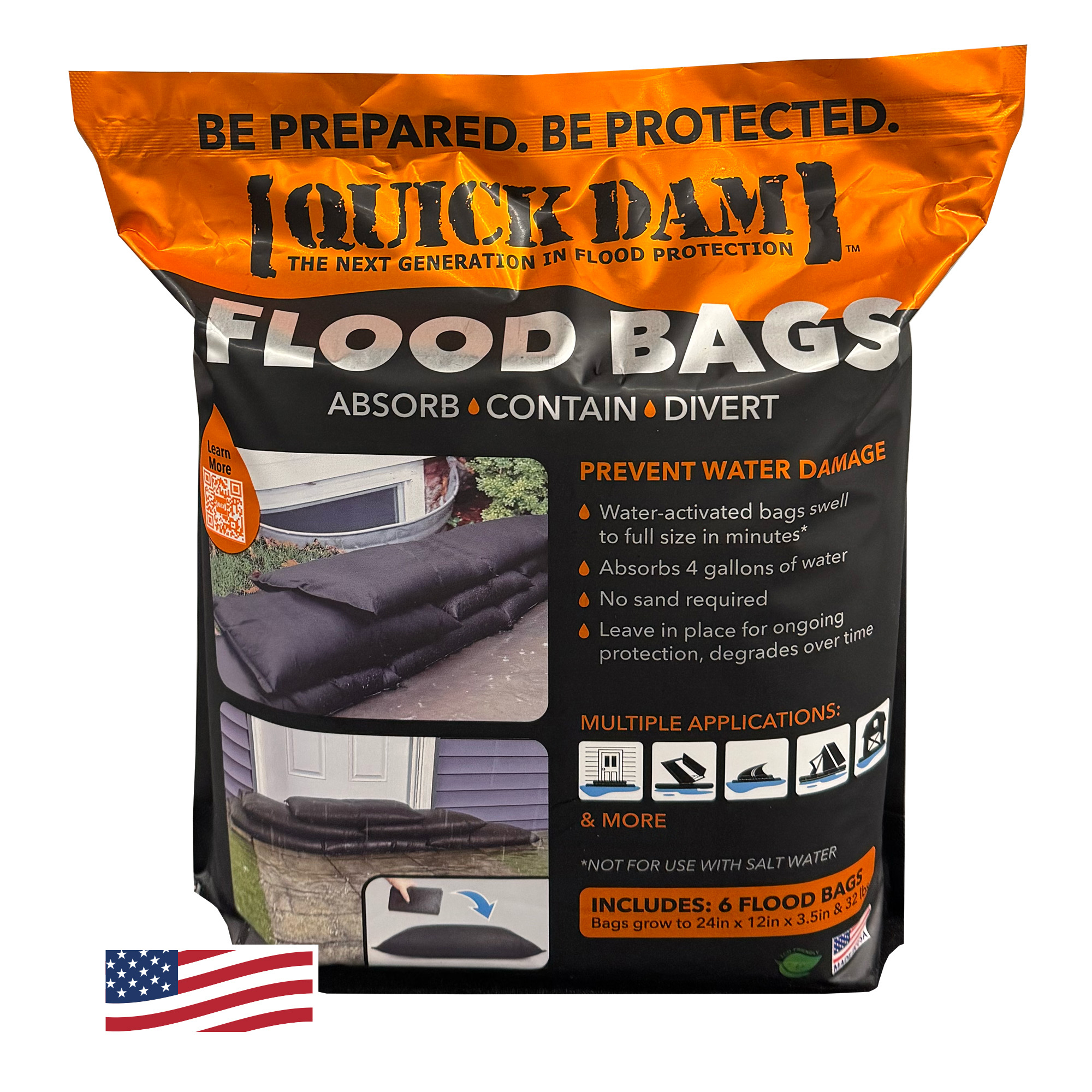 Quick Dam Flood Bags, 6-Pack, Model# QD1224-6